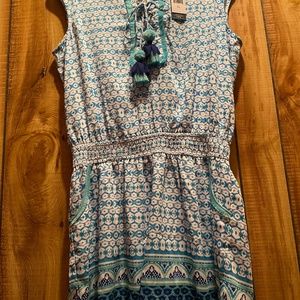 Cabana Life navy and teal print romper size XL
